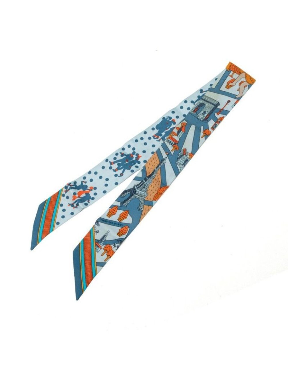 Hermes Twilly les Nouveaux Amoureux de Paris New Lovers Scarf Blue Multicolor